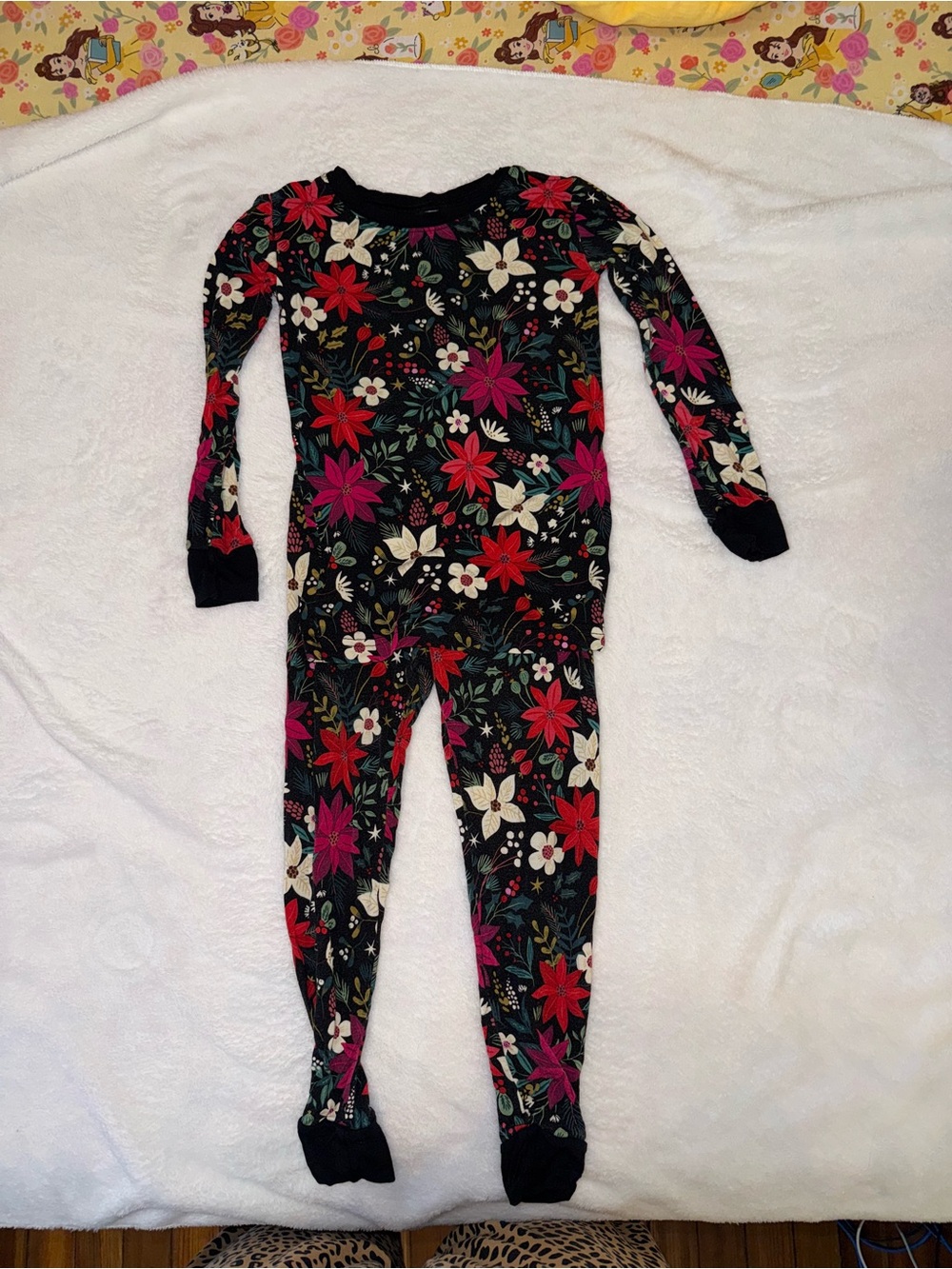 KidsHoliday Pajama Set - Black with Red  Flowers